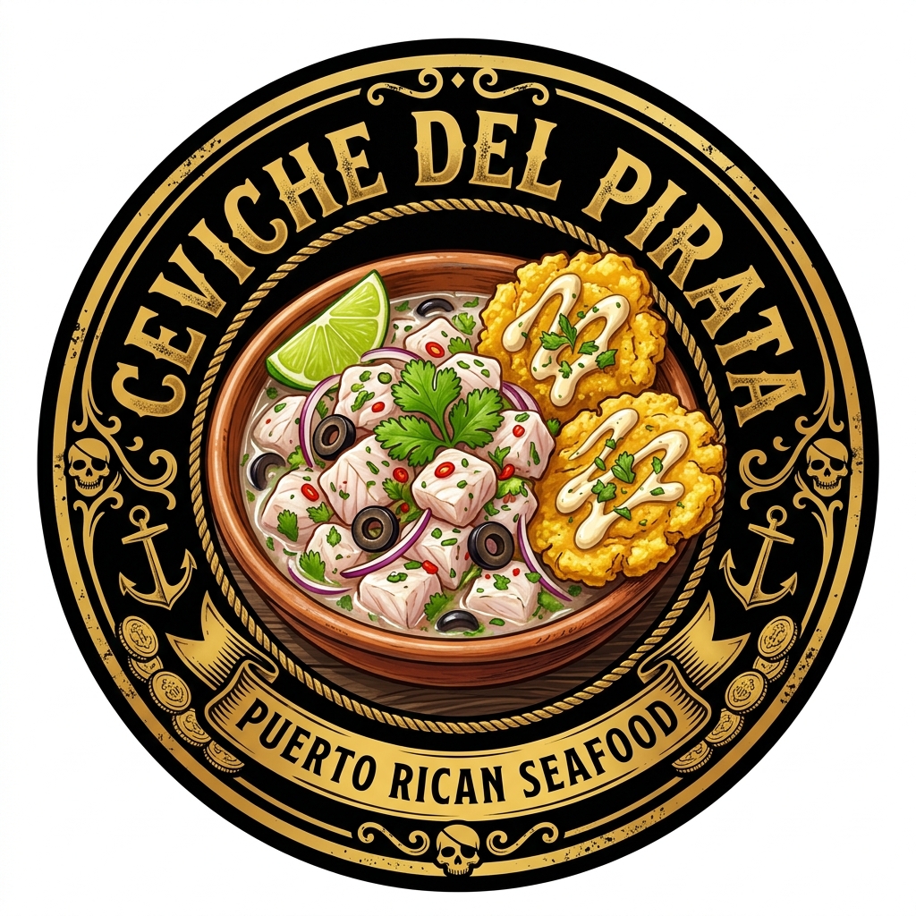 Ceviche Receta Secreta del Pirata con Aceitunas Negras Tostones y Alioli de Ajo